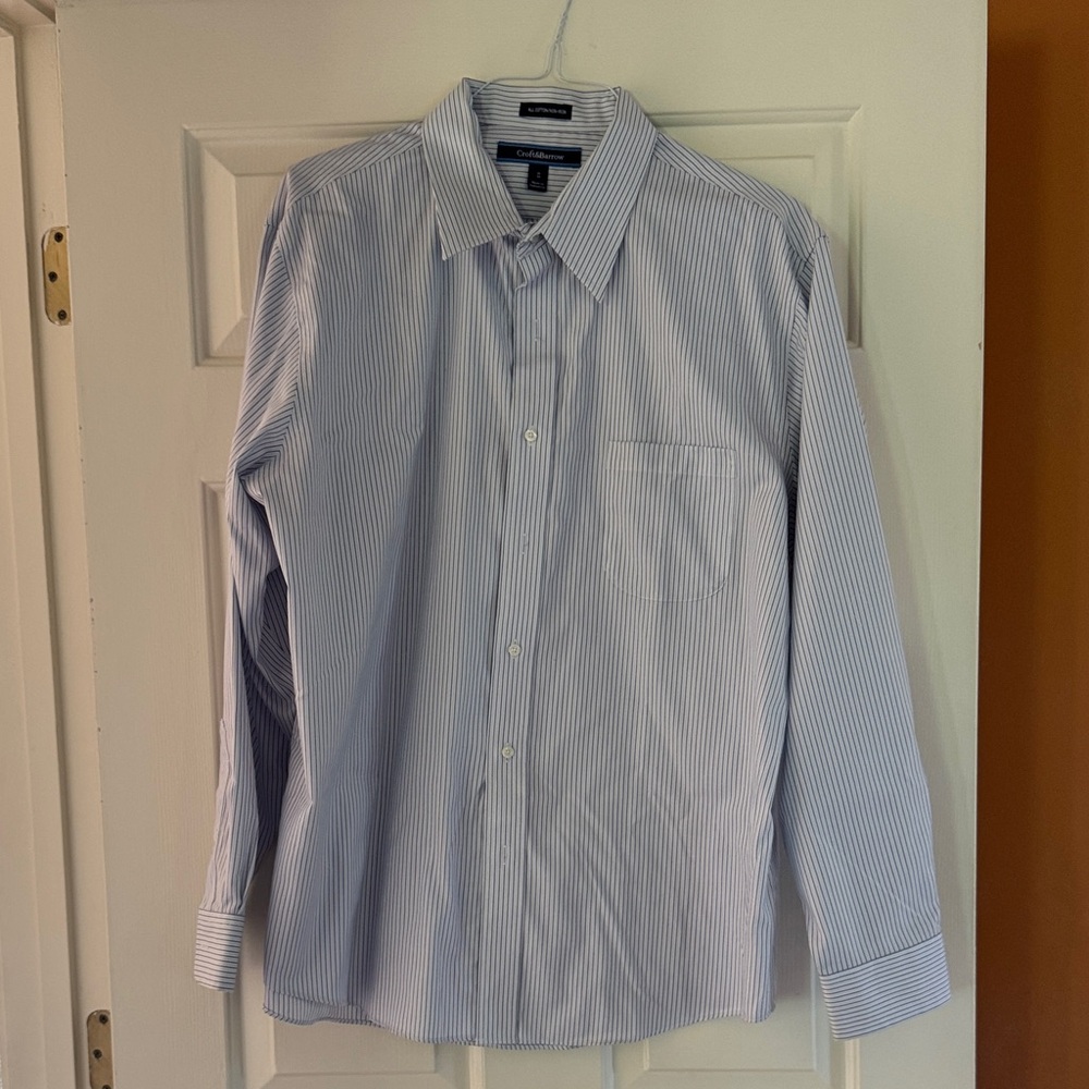 croft & barrow Light Blue and White Pinstripe Dress Shirt